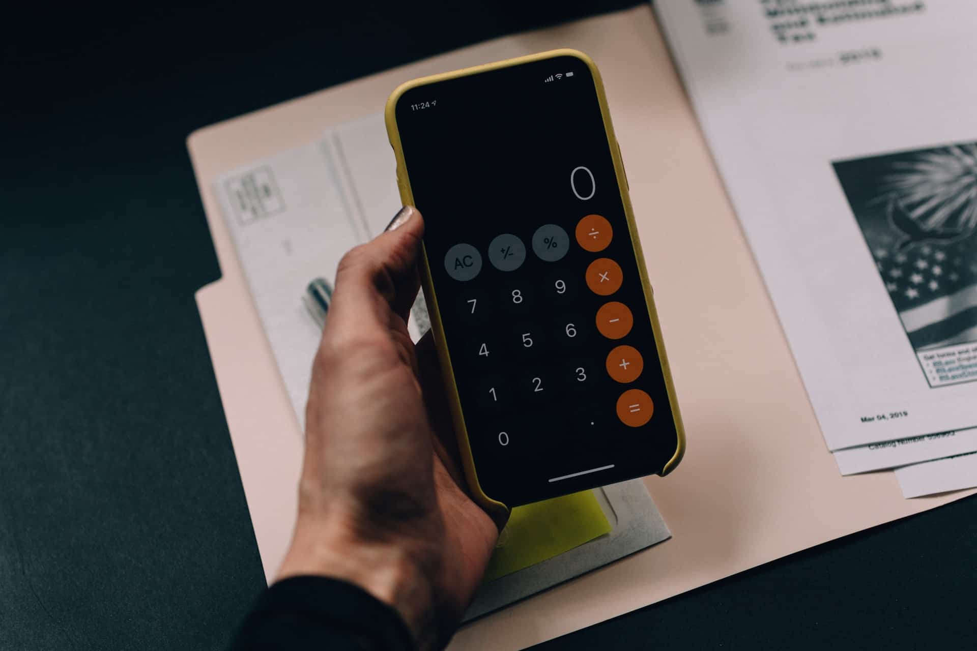 calculator opened on a smartphone